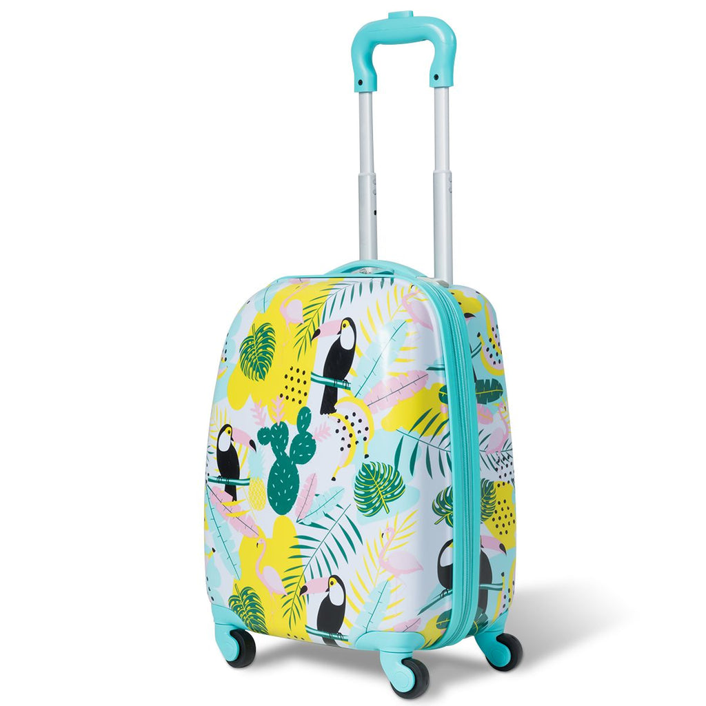 2 Tlg Kindergepäck Flamingosblid Reisekoffer Kinderkoffer + Rucksack Blau