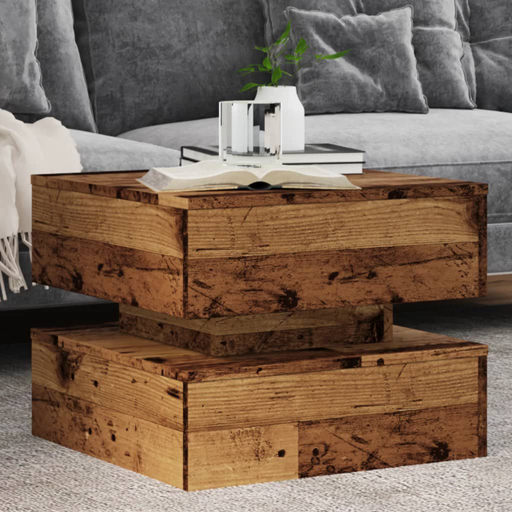 Couchtisch Mit Led-Leuchten Altholz-Optik 50X50X40 Cm