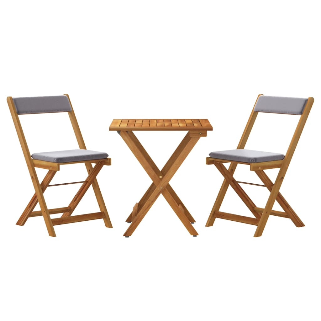 Bistro Set Klappbar Sitzgruppe Balkonmöbel 3-Tlg. Massivholz Akazie Vidaxl