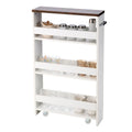 Kücheninselwagen Rollender 4-Stöckiger Schmaler Küchenwagen Mit Griff 48 X 12,5 X 81 Cm Weiß
