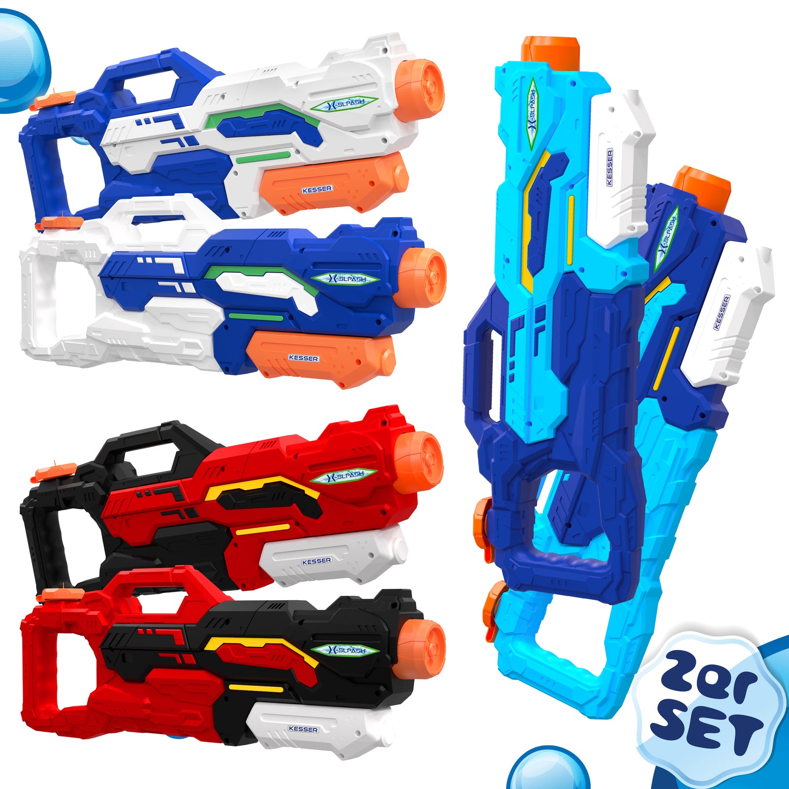 KESSER® Wasserpistole 2Er Set Wasserpistolen Spritzpistolen Reichweite 10-11M