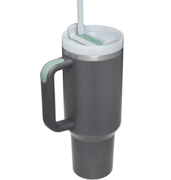 (US-DE Shipping) Portable 40oz Stainless Steel Car Cup with Straw and Handle