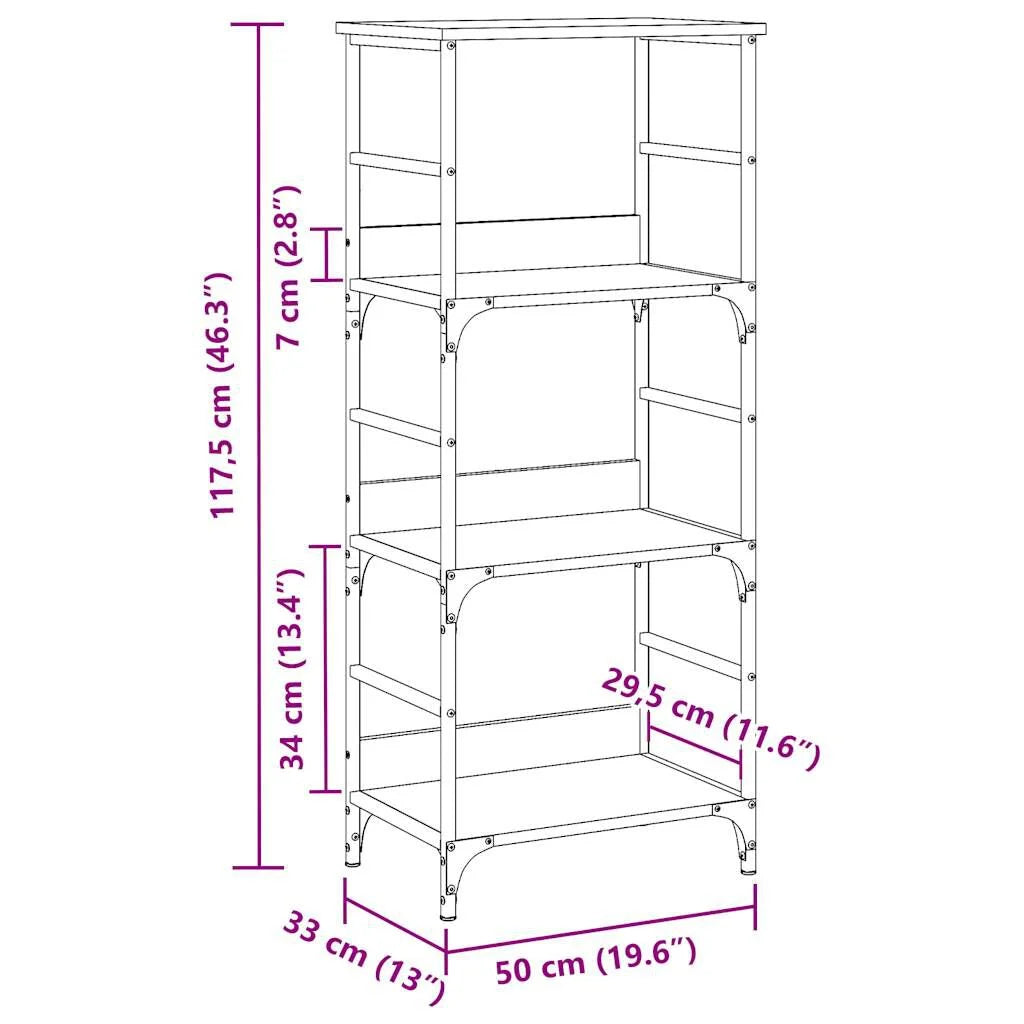 Bücherregal Altholz-Optik 50X33X117,5 Cm Holzwerkstoff