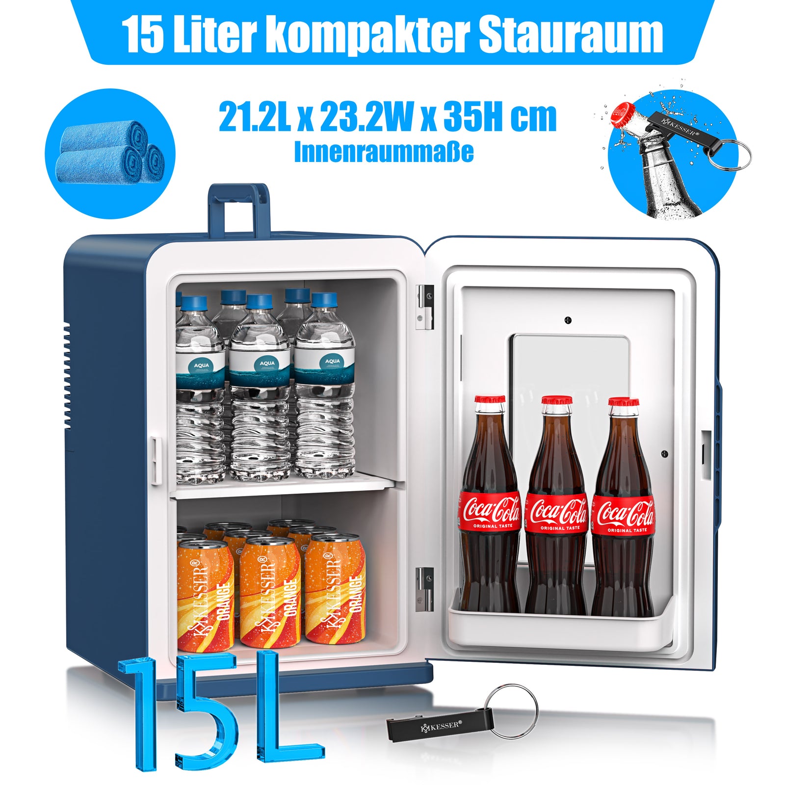KESSER® Mini Kühlschrank 15 L Kühl Und Heizfunktion Minibar Kühlbox Thermobox
