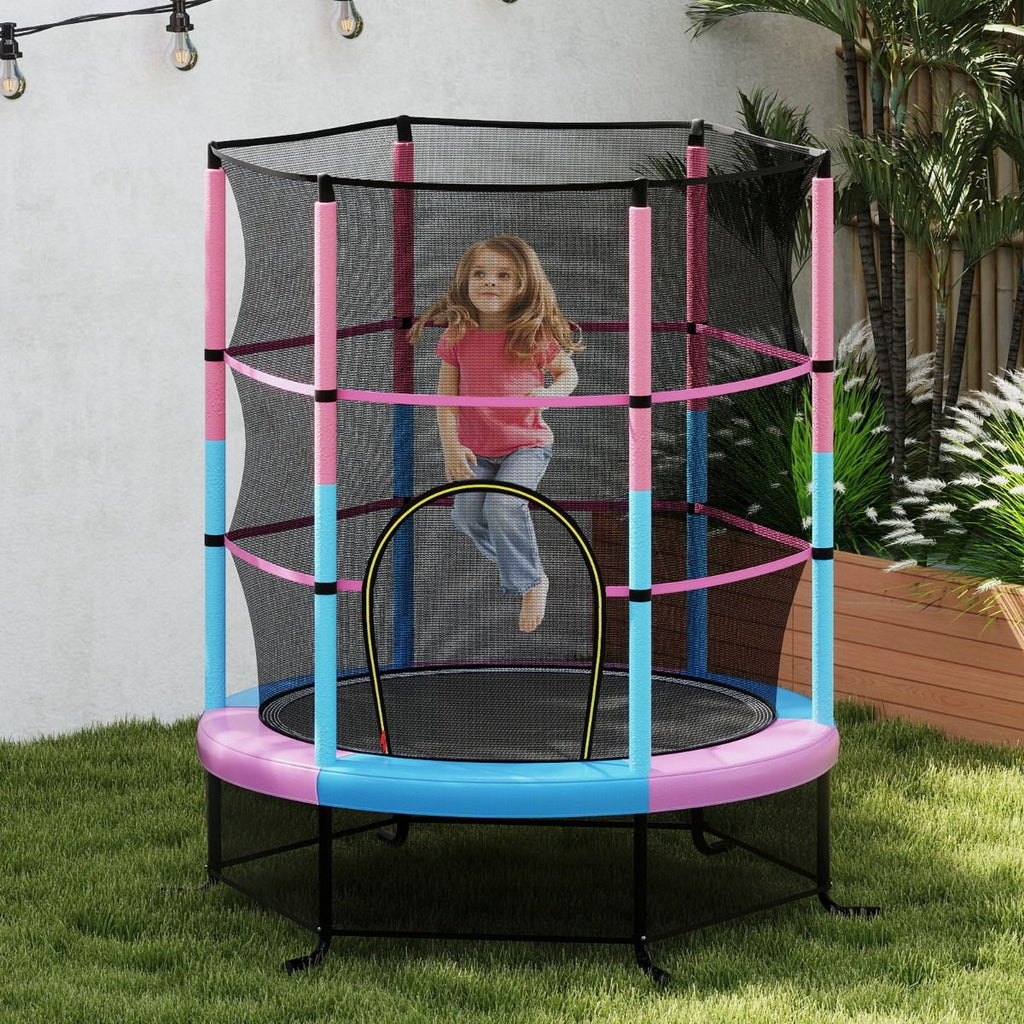 Ø165Cm Gartentrampolin Mit Sicherheitsnetz Trampolin Bis 135KG Belastbar Für Kinder Ab 3 Jahre