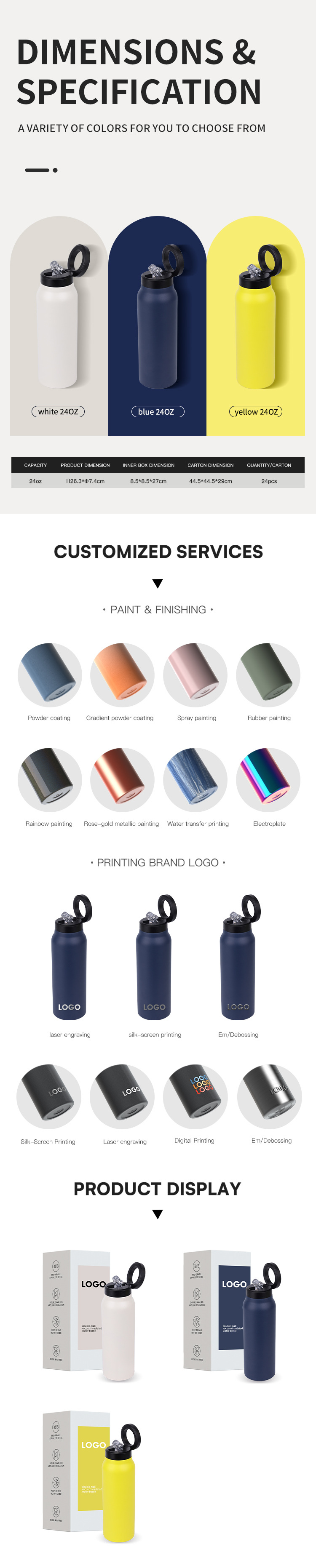 (US-DE Shipping) Stainless Steel Water Bottle With Lid Magnetic