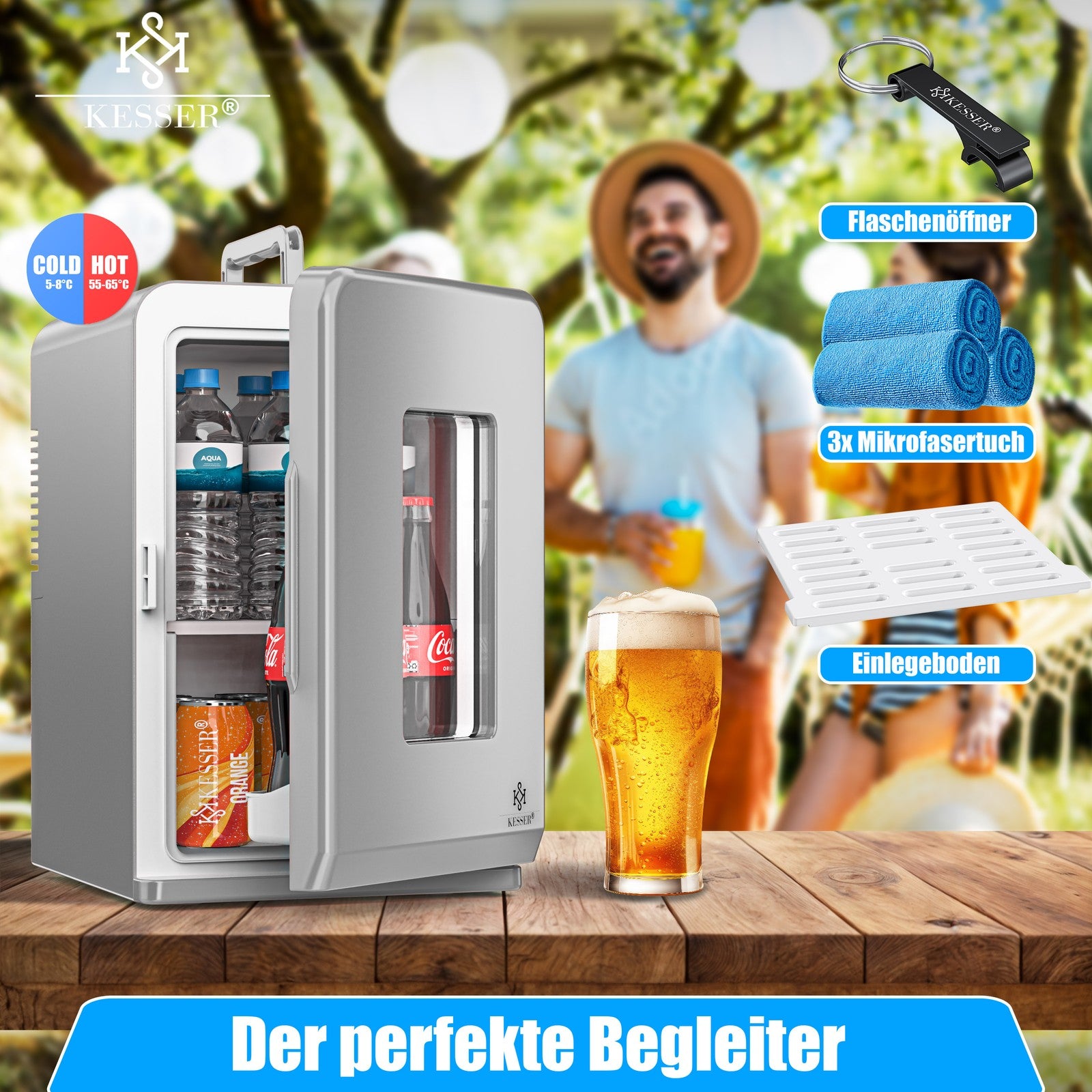 KESSER® Mini Kühlschrank 15 L Kühl Und Heizfunktion Minibar Kühlbox Thermobox
