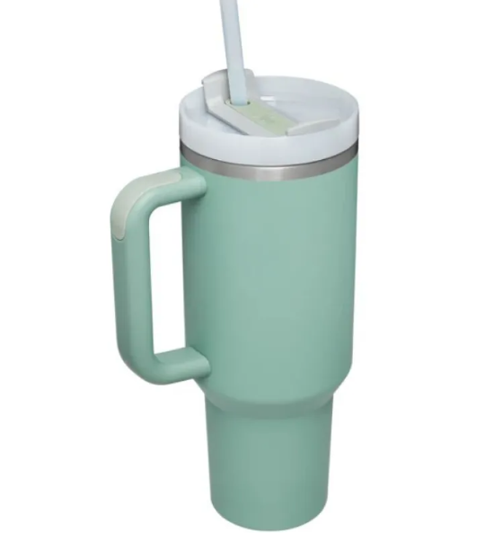 (US-DE Shipping) Portable 40oz Stainless Steel Car Cup with Straw and Handle