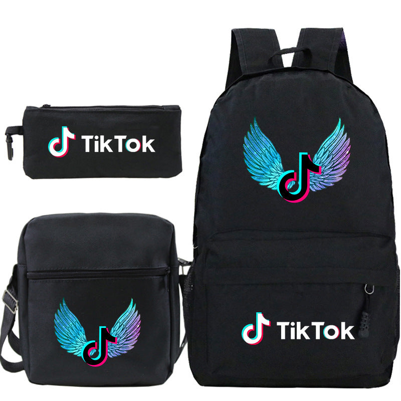 Customizable TikTok Print Backpack Set with Pouch
