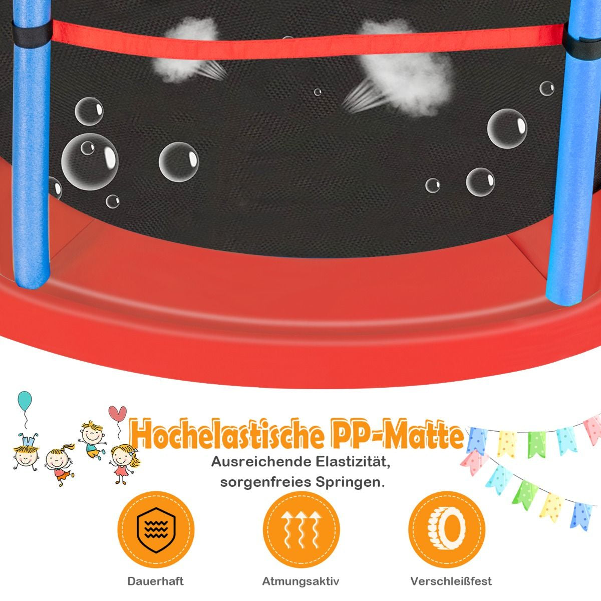 Ø165Cm Gartentrampolin Mit Sicherheitsnetz Trampolin Bis 135KG Belastbar Für Kinder Ab 3 Jahre
