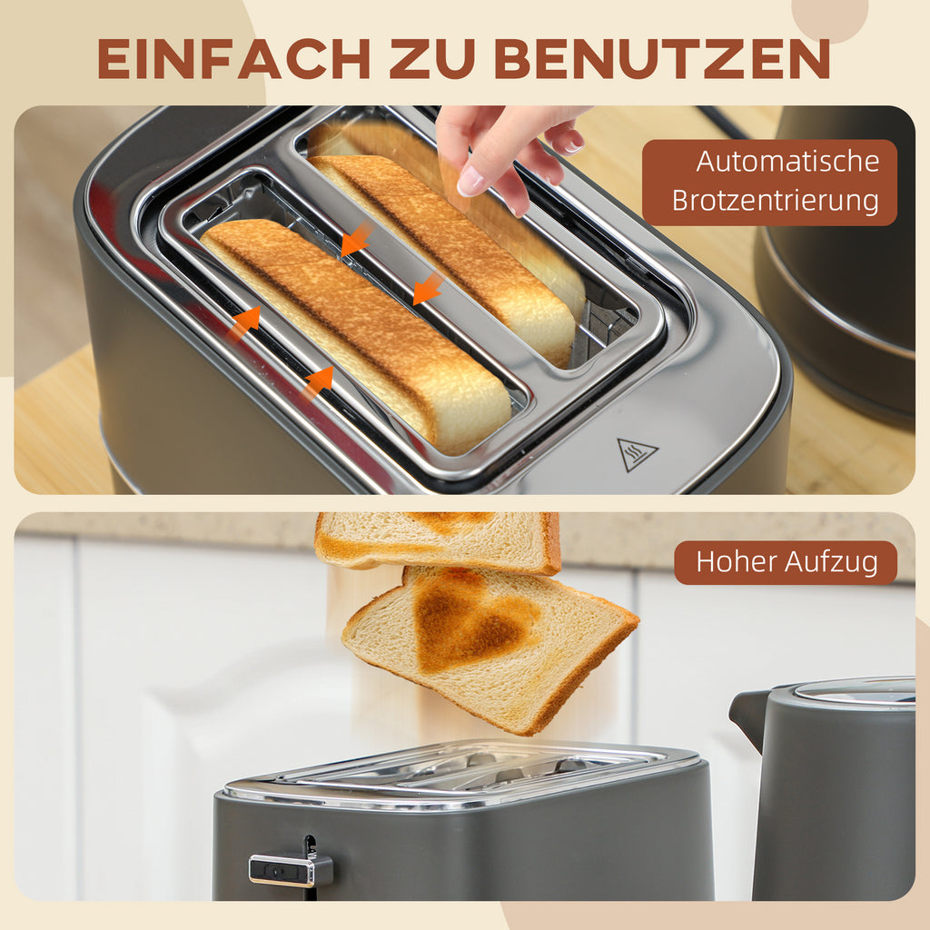 Wasserkocher Toaster Set Frühstück-Set Mit 1,7L Wasserkocher, 2 Scheiben Toaster