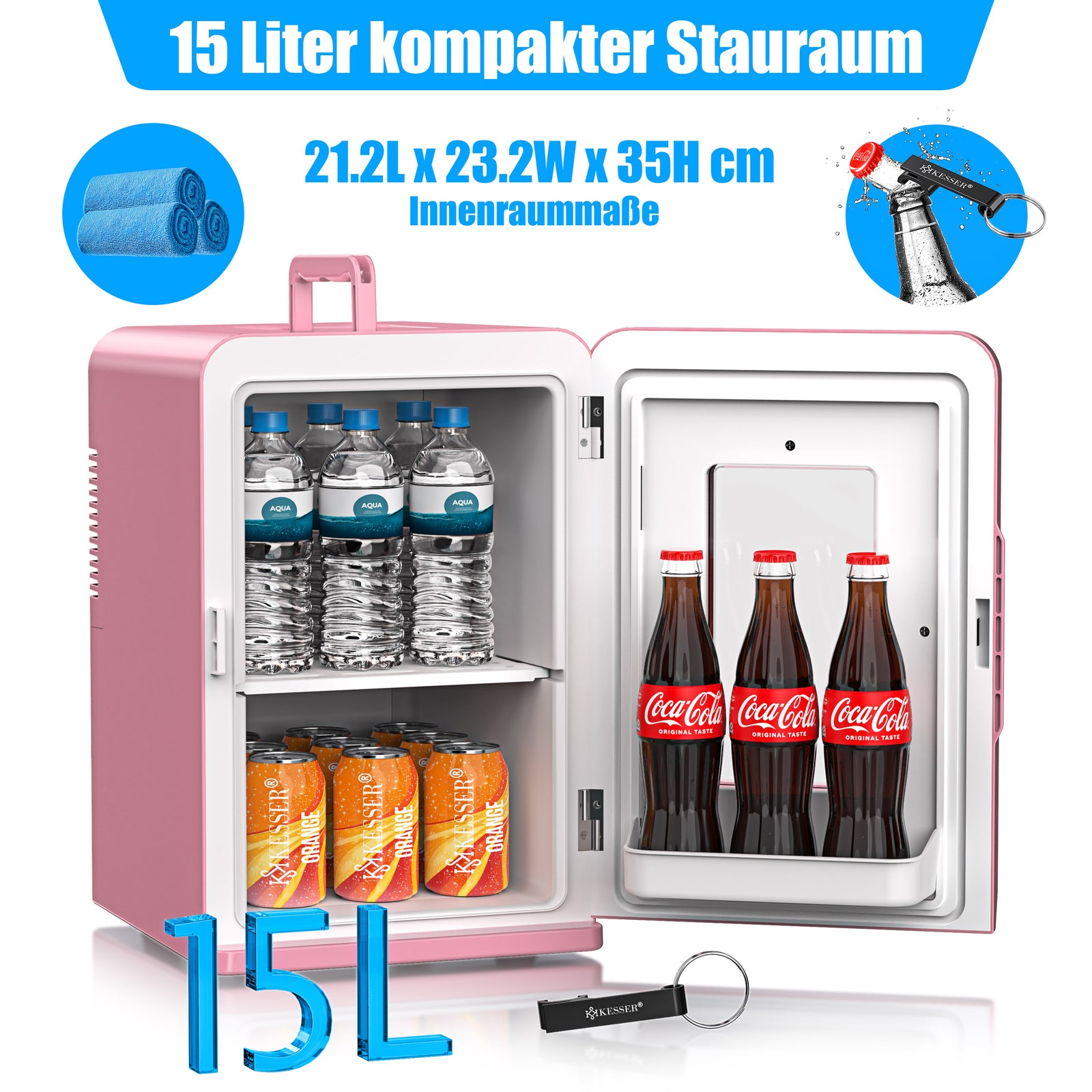 KESSER® Mini Kühlschrank 15 L Kühl Und Heizfunktion Minibar Kühlbox Thermobox