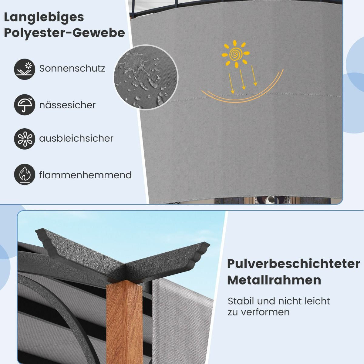 3,6 X 3 M Pergola Mit Ausziehbarem Dach Wasserdichter Stabiler Winterfester Pavillon