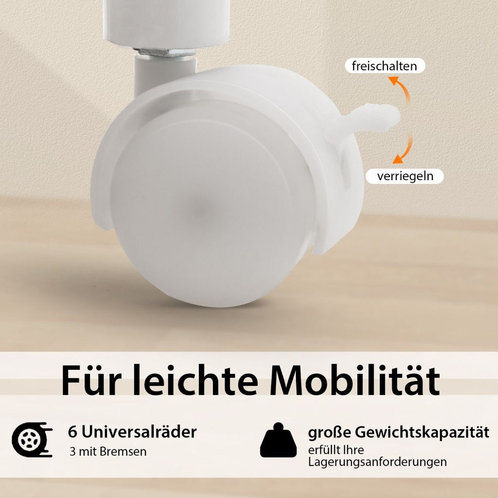 Klappbarer Computertisch Mit 3 Schubladen & Rollen Platzsparender Schreibtisch Bürotisch