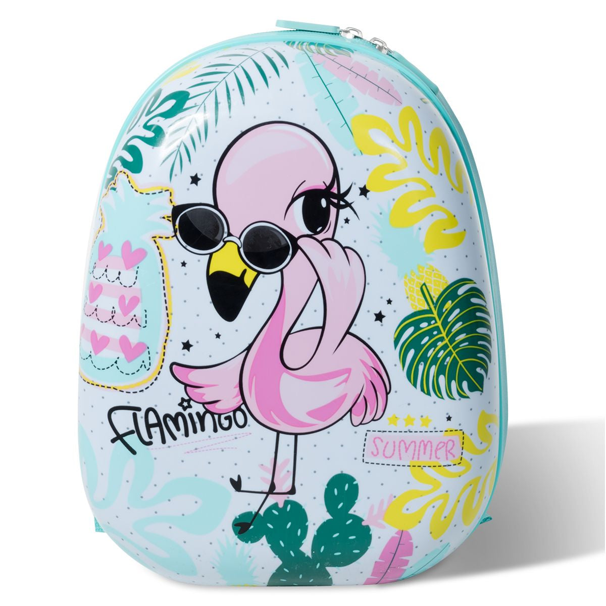 2 Tlg Kindergepäck Flamingosblid Reisekoffer Kinderkoffer + Rucksack Blau