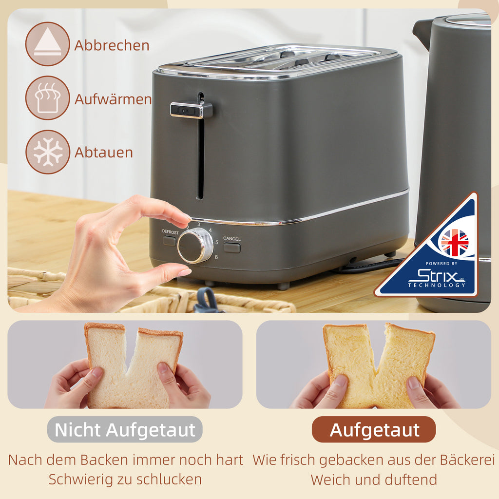 Wasserkocher Toaster Set Frühstück-Set Mit 1,7L Wasserkocher, 2 Scheiben Toaster