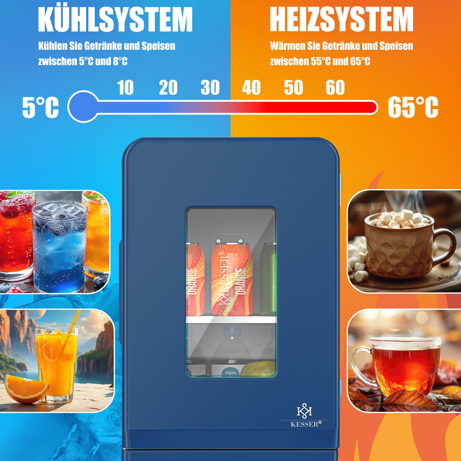 KESSER® Mini Kühlschrank 15 L Kühl Und Heizfunktion Minibar Kühlbox Thermobox