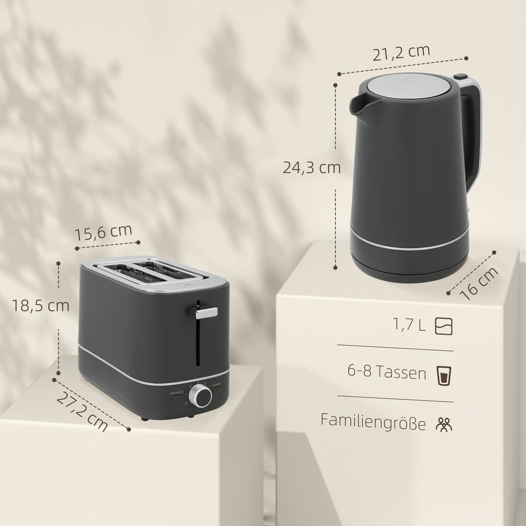 Wasserkocher Toaster Set Frühstück-Set Mit 1,7L Wasserkocher, 2 Scheiben Toaster